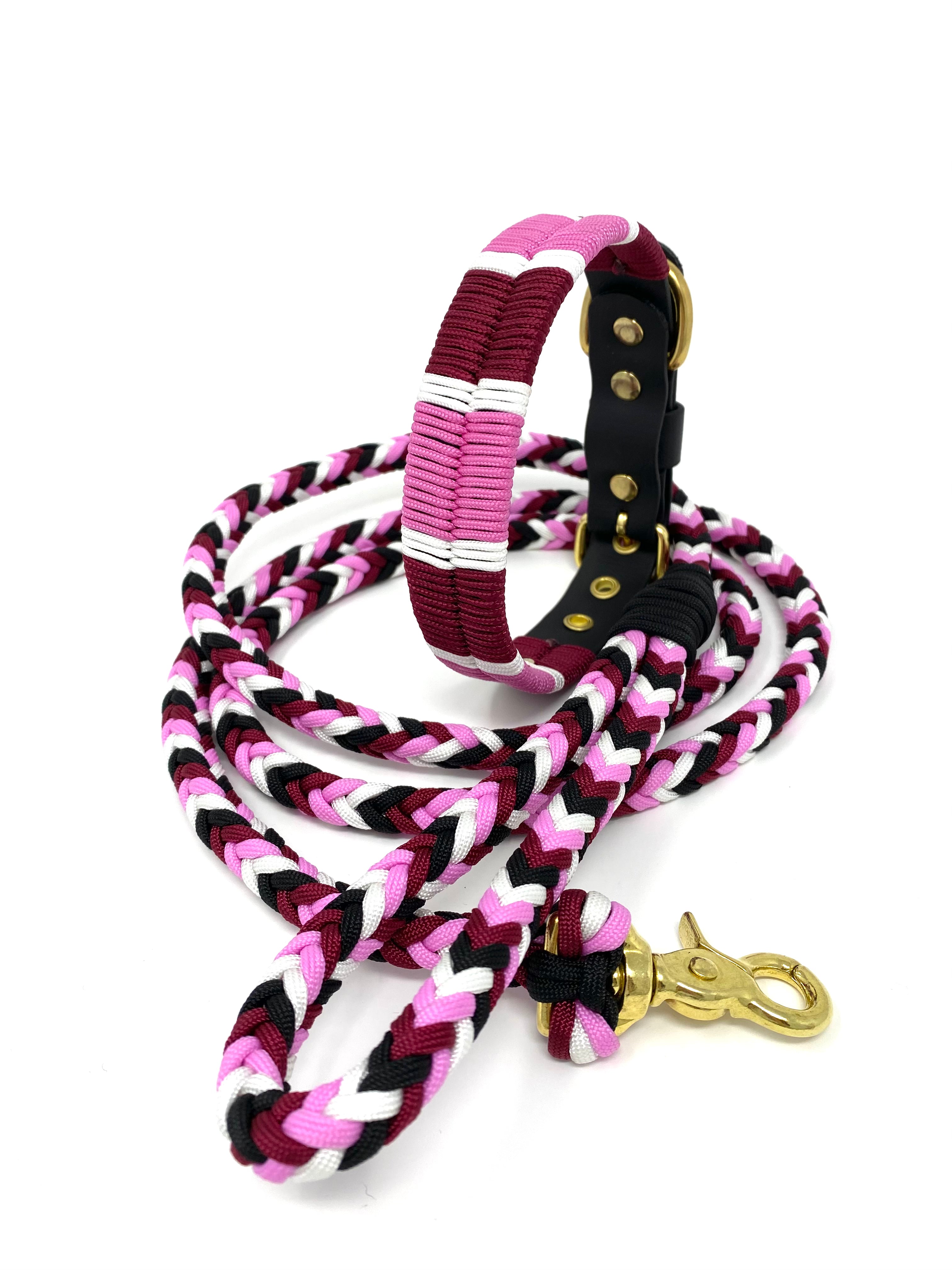 LAISSE TRESSÉE - ROSE/BURGUNDY/BLANC/NOIR