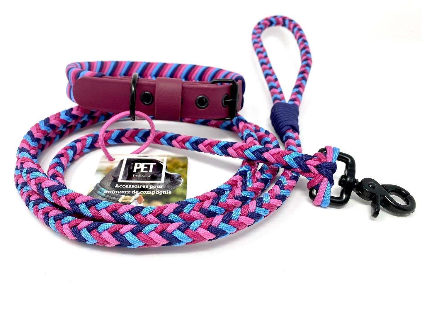 LAISSE TRESSÉE -FUCHSIA/ROSE/BLEU/MARINE